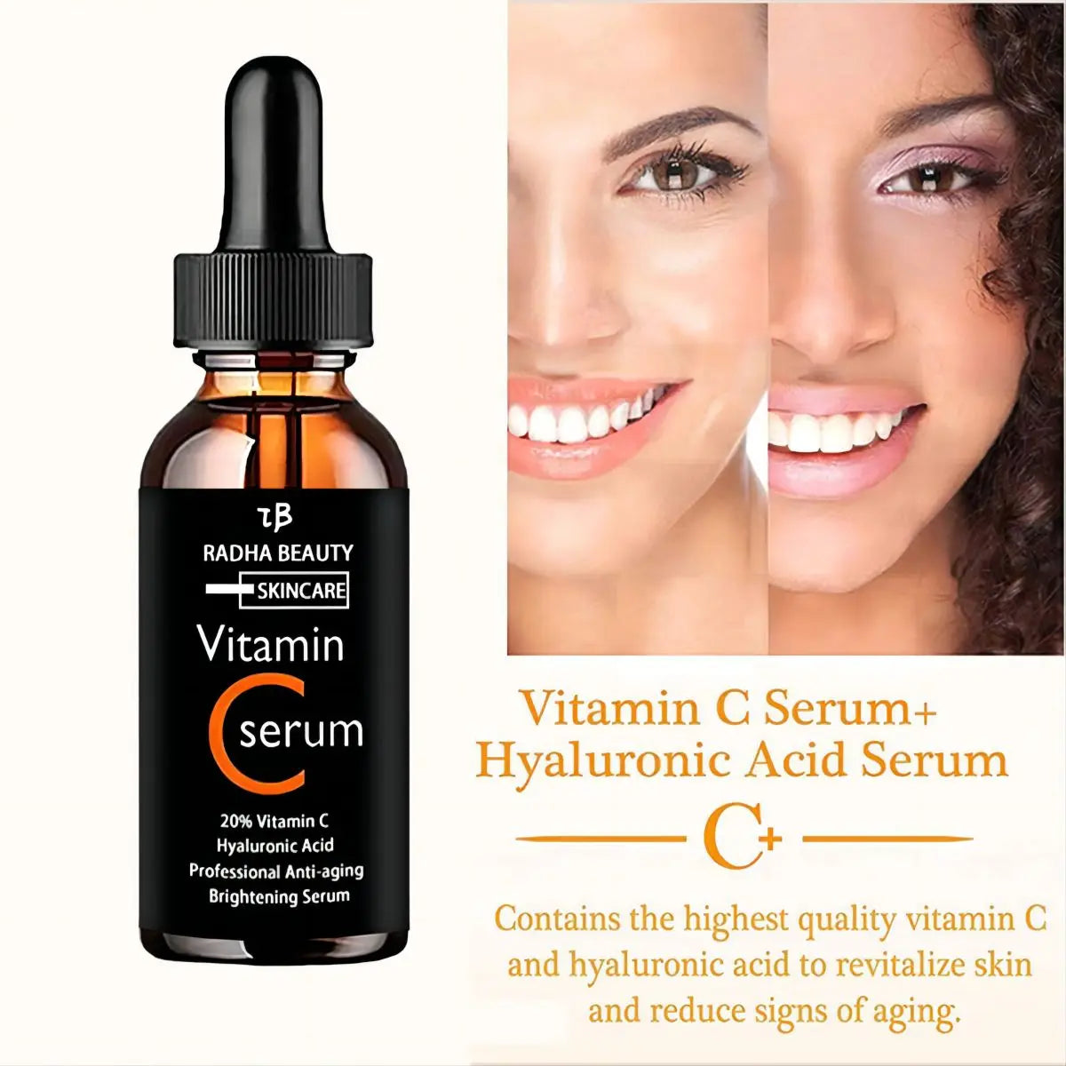YRFKT 20% Vitamin C & Hyaluronic Acid Face Serum Vitamin C Face Serum Qst 30ml