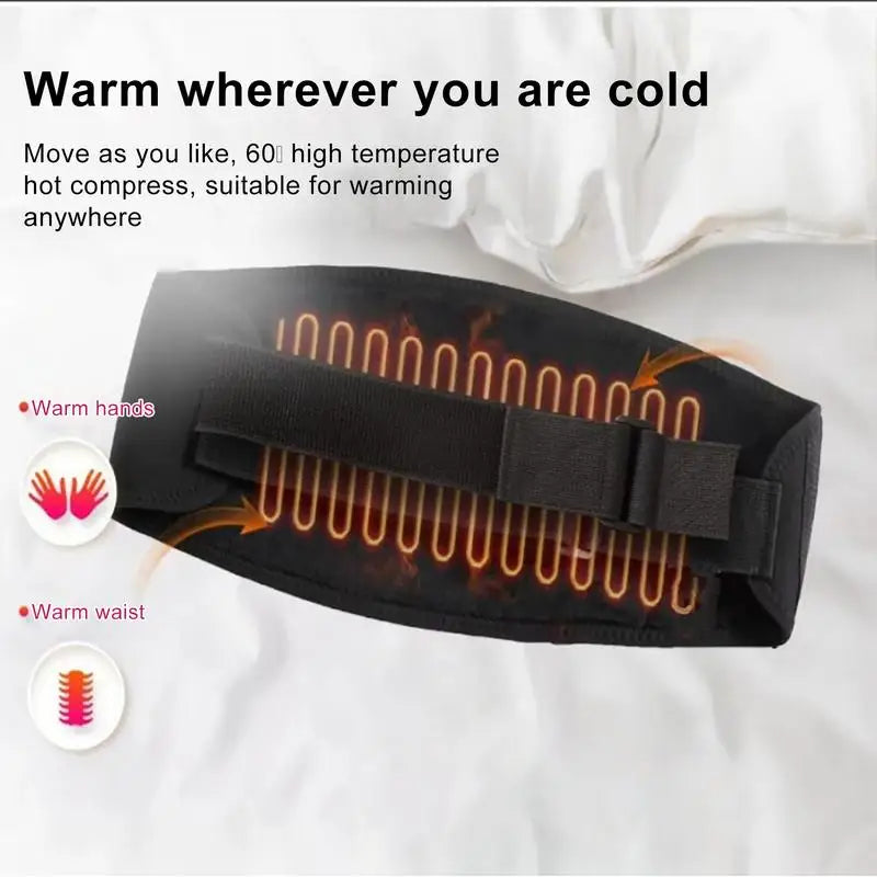 USB Heated Waist Belt with Red Light & Hand Pocket | 3 Levels Heated Waist Belt Qme