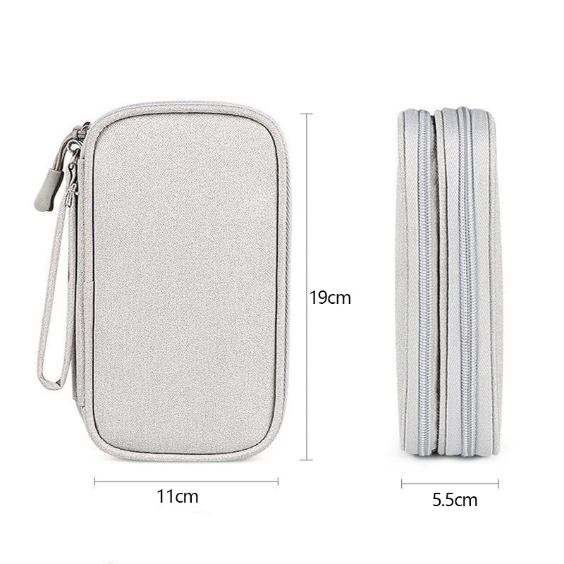 Portable Travel Electronics Organizer Bag – Multi-Layer Nylon Electronics Organizer Bag Qme