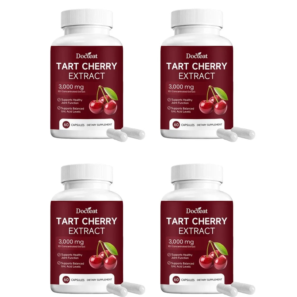 Docteat Tart Cherry Extract 10:1 Capsules – 60 Count Herbal Extract Capsules Qst 4 bottles 240 pieces
