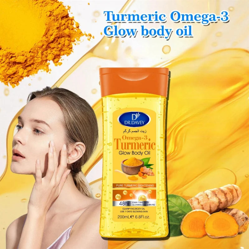 DR.DAVEY 200ml Turmeric Omega-3 Glow Body Oil | Moisturizing Body Oil Qst