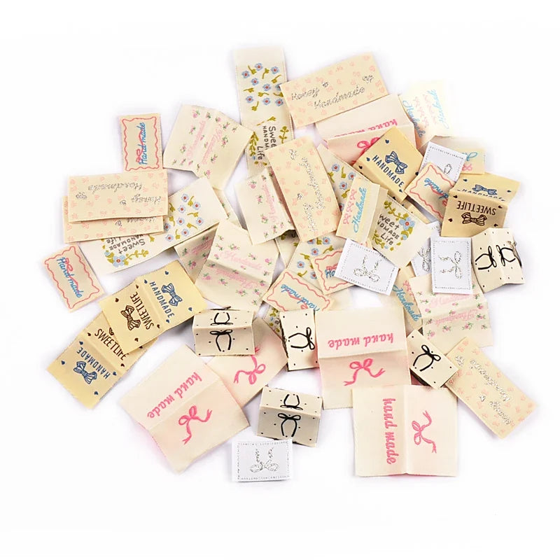 20-Pack Bow & Flower Cloth Labels for DIY Clothing & Bags DIY Sewing Labels Qme