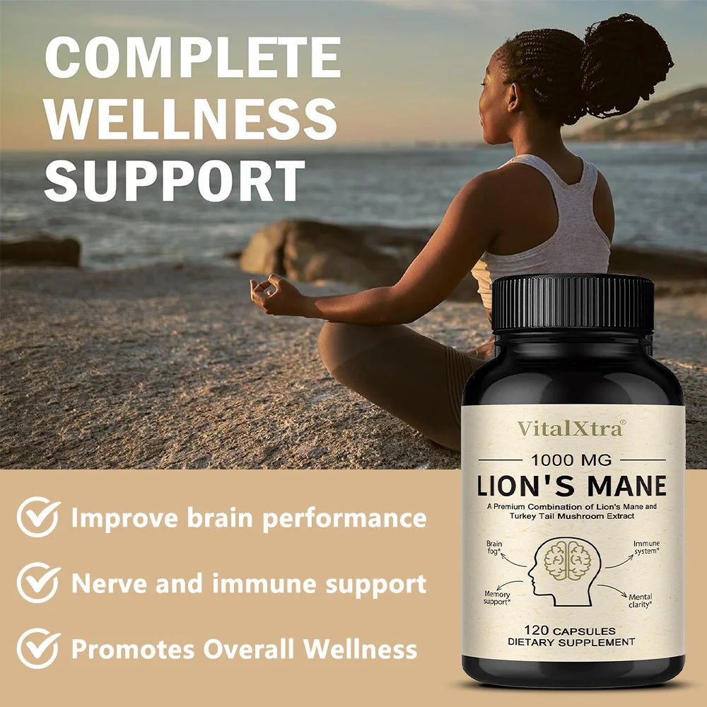 Organic Lion's Mane Mushroom Capsules – Focus & Brain Support Mushroom Supplement Qst