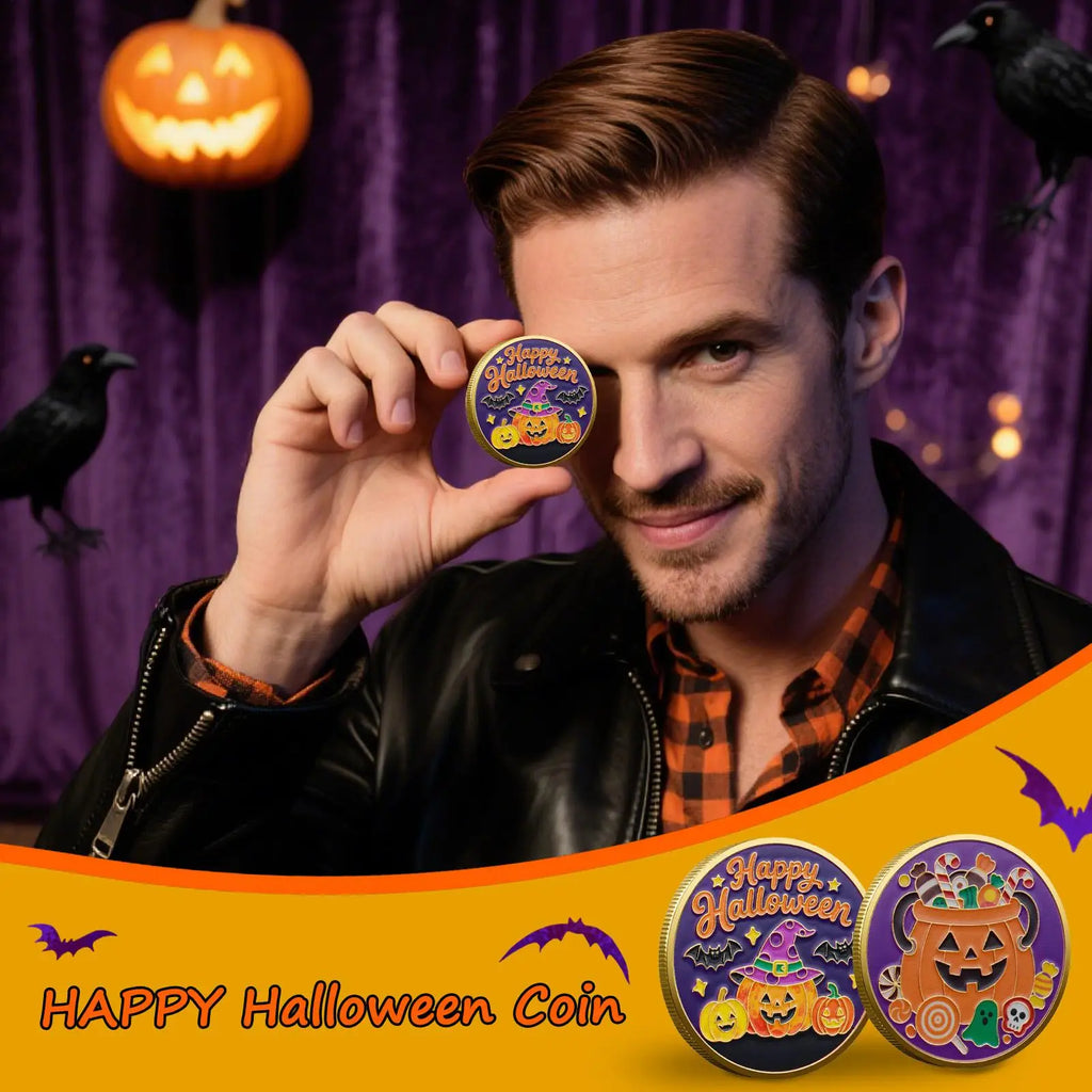 Halloween Metal Collector Coins – Party Decor & Treasure Hunt Novelty Collector Coins Qme