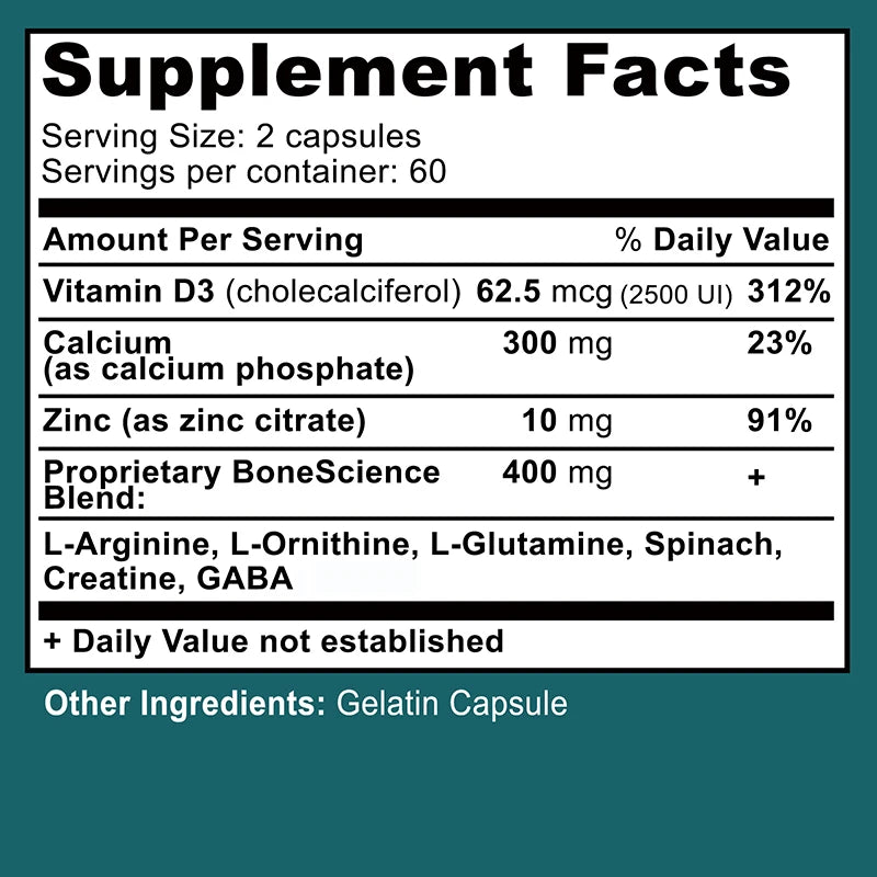 Zinc, Calcium & Vitamin D3 Bone Growth Support Supplement Growth Support Supplement Qst