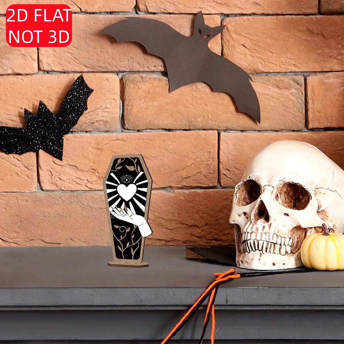 Halloween Wooden Coffin Sign Gothic Mystic Heart Decor Halloween Wood Sign Qme