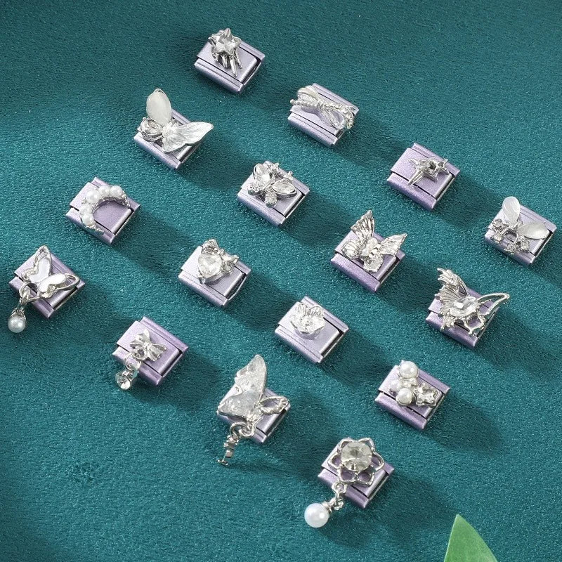 Zircon Butterfly Moon Stars Bow Italian Charm Links – Purple Italian Charm Links Qme