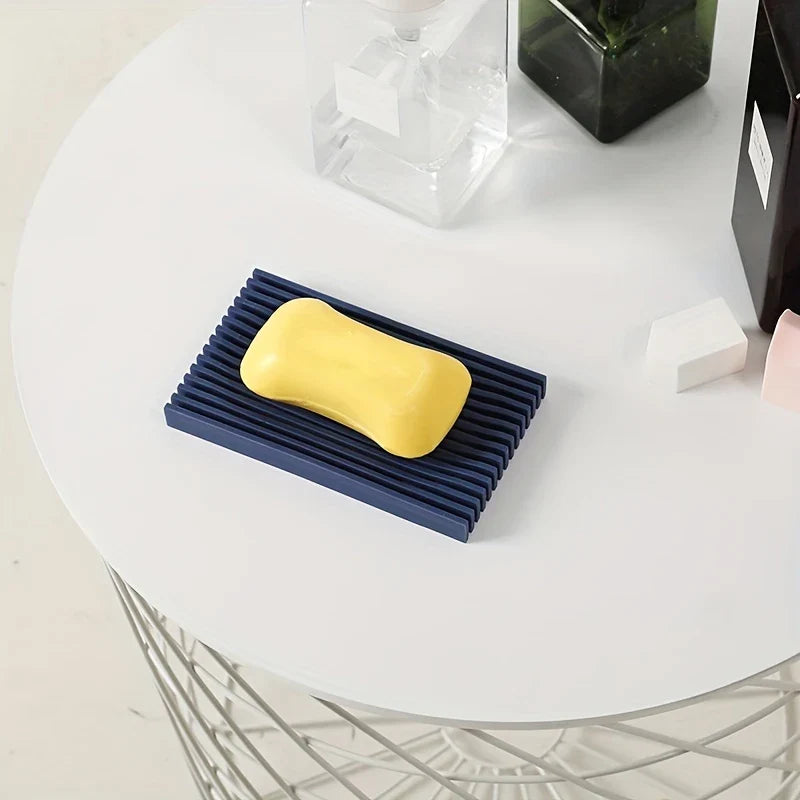 Soft Rubber Drain Soap Dish – No Drilling, No Holes Drain Soap Dish Qme Blue