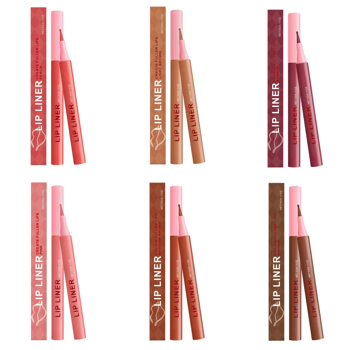 Waterproof Matte Lip Liner Pencil – Smudge-Proof, 6 Shades Lip Liner Pencil Qme