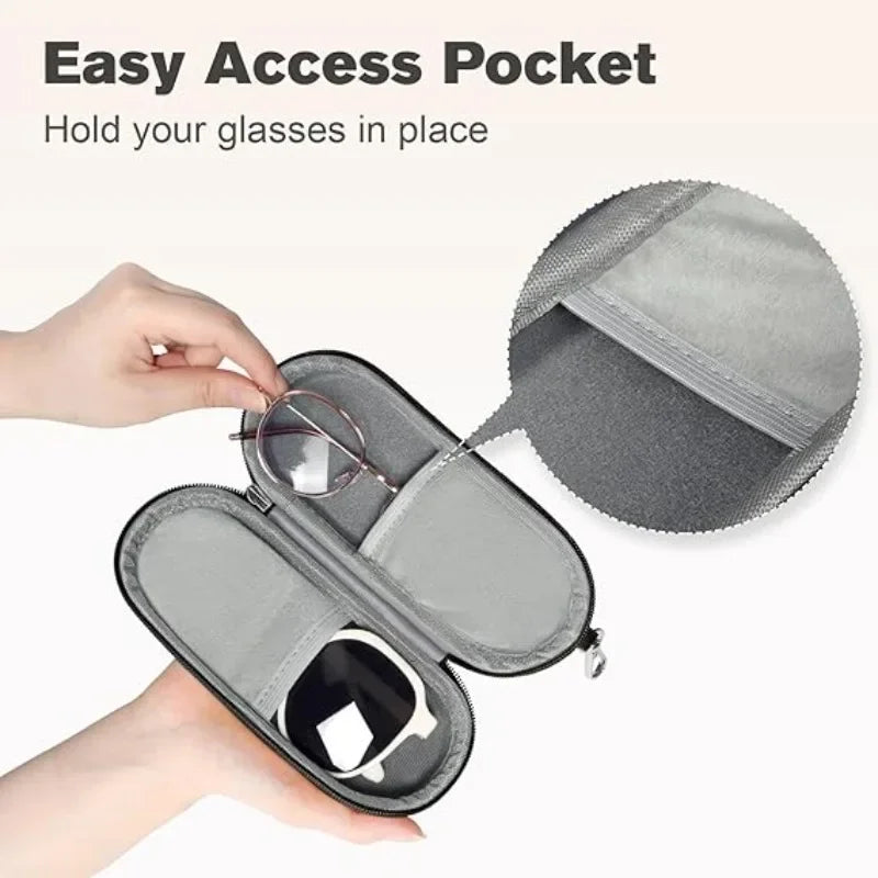 Double Eyeglasses Case – Dual Glasses & Sunglasses Organizer Eyeglasses Organizer Case Qme