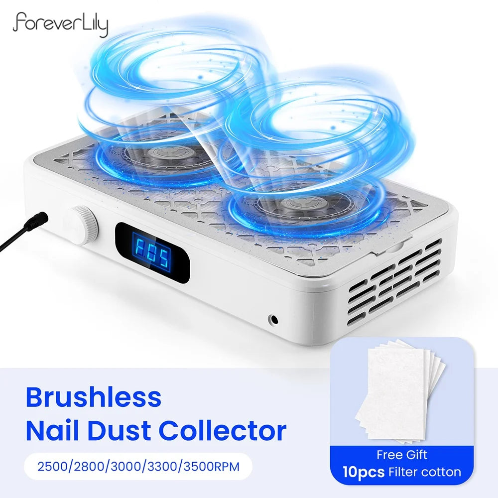 Twin Turbo Brushless Nail Dust Collector – 5-Speed Adjustable Nail Dust Collector Qst