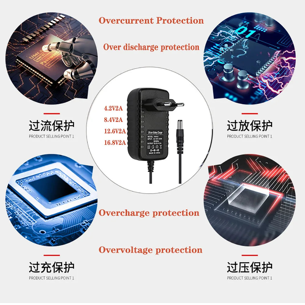 Multi-Voltage 2000mA DC Power Adapter Li-Ion Battery Charger Battery Charger Adapter Qme