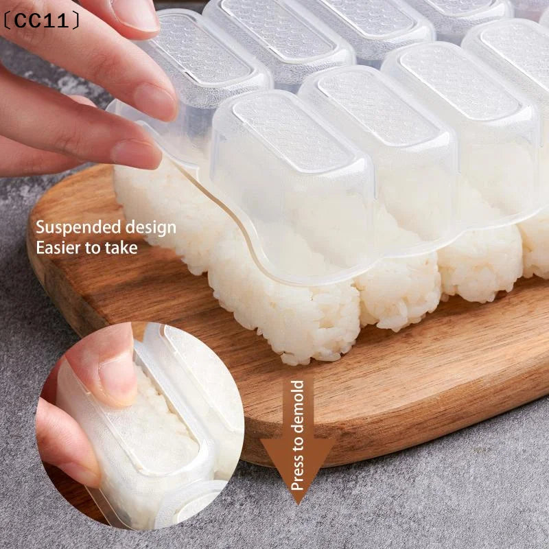 10-Grid Rice Ball Mold & Spoon – Non-Stick Onigiri Maker Onigiri Rice Mold Qme