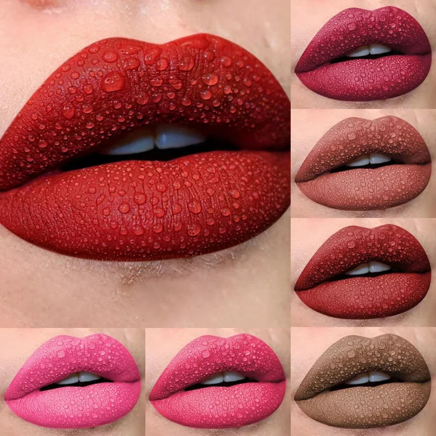 Nude Matte Velvet Lip Gloss & Lipstick Set – Long-Lasting Lip Gloss Set Qme