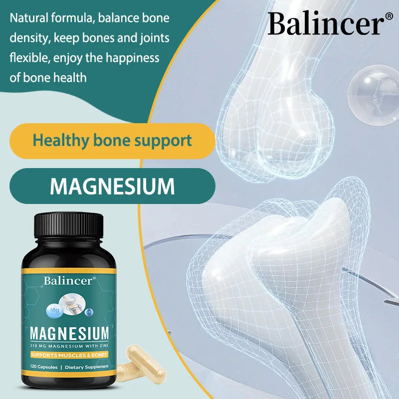 Magnesium Glycinate + Zinc Supplement – 120 Capsules Non-GMO Mineral Supplement Qst