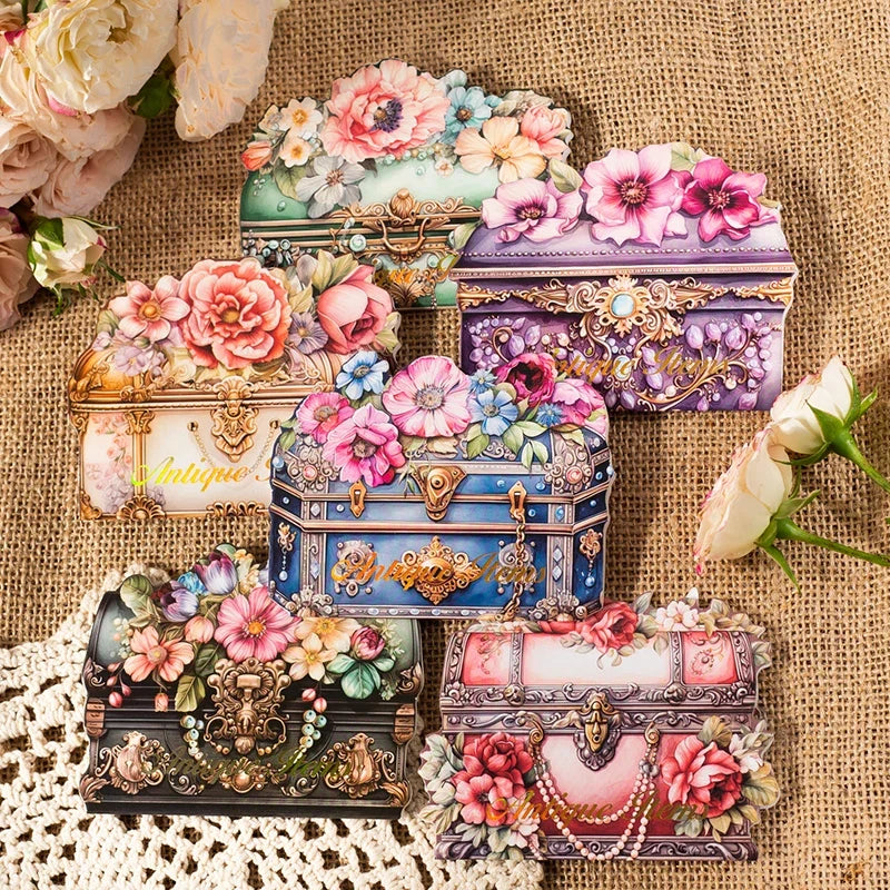 Vintage Transparent PET Stickers – Floral & Retro 40 Pack Decorative Stickers Qme