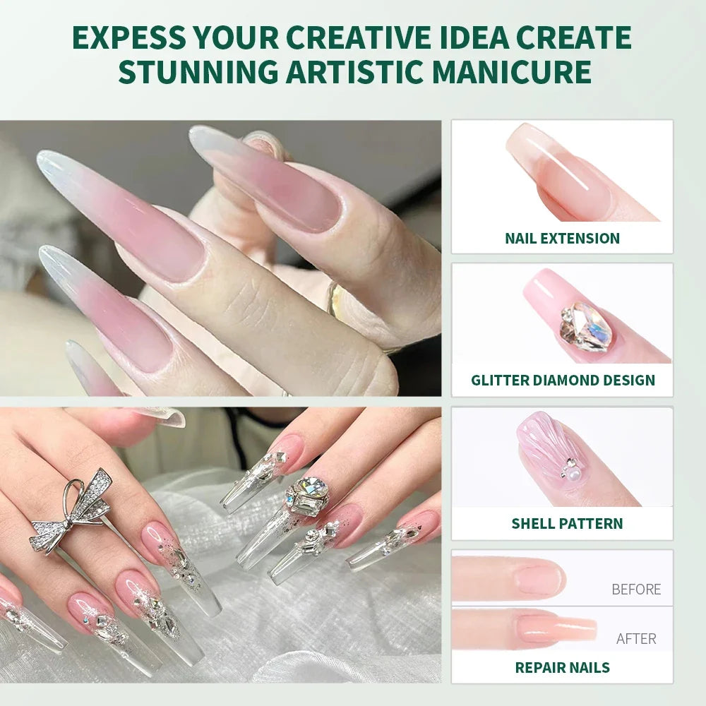 Nailpop Builder Gel Kit – Pink, Nude & Clear 3-Color Set Builder Gel Kit Qme