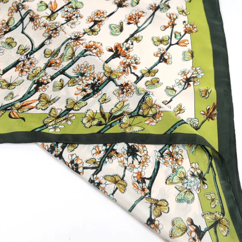 Women's Square Scarf Floral Leopard Print Shawl Hijab Square Scarf Shawl Qme