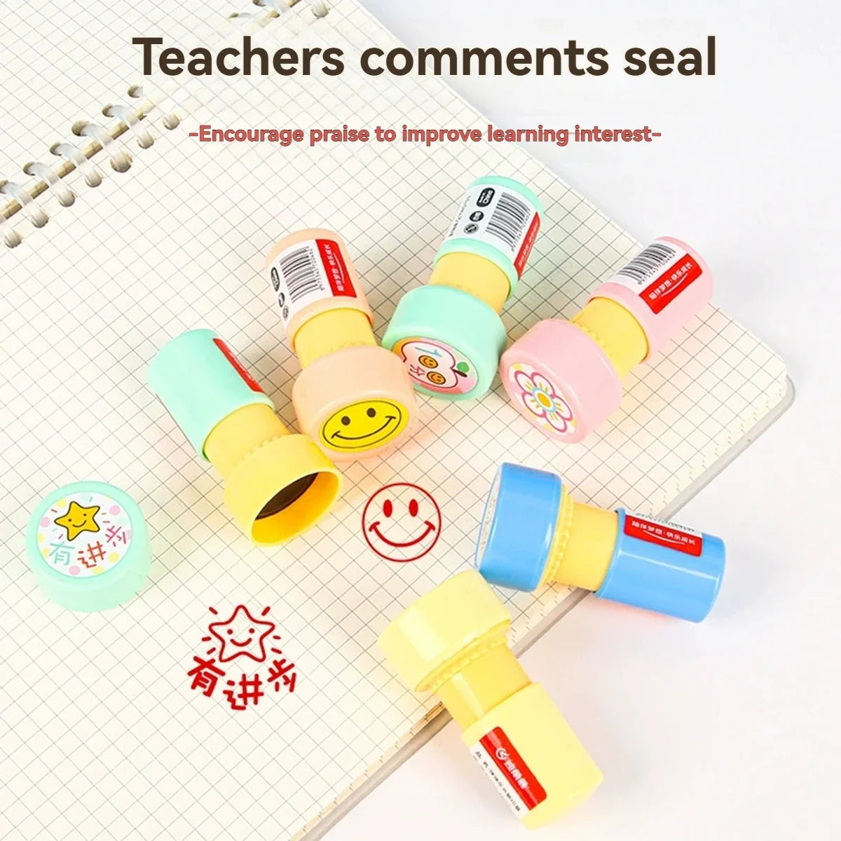 Self-Inking Teacher Stamps | Motivational Classroom Grading Set Self-Inking Stamp Set Qme
