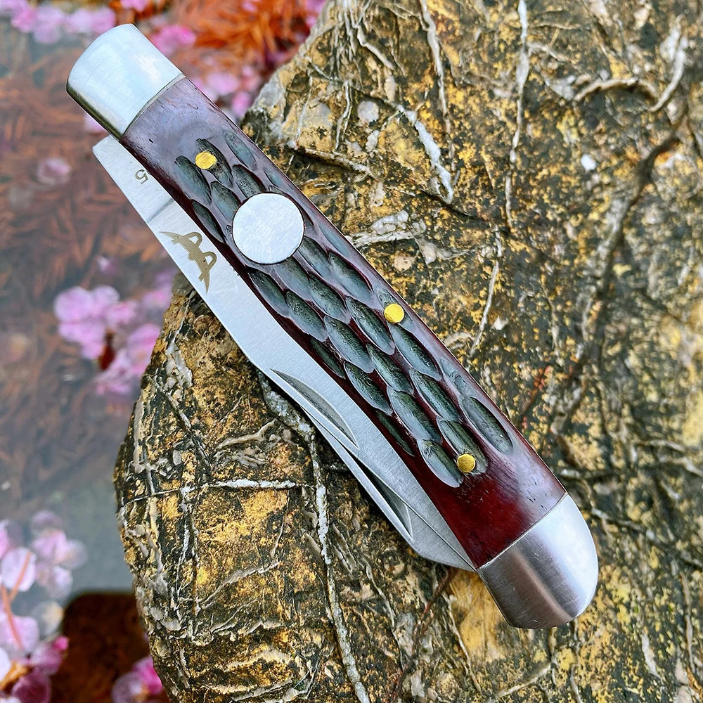 Z.QIAN Trapper Slip Joint Folding Pocket Knife – Bone Handle Folding Pocket Knife Qst Chocolate