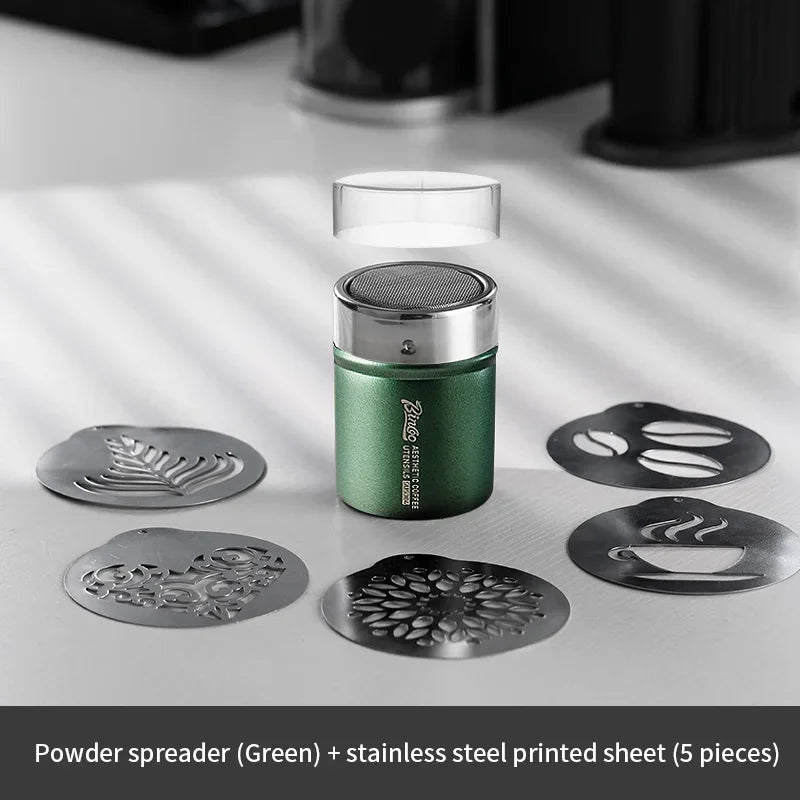 Bincoo Stainless Steel Coffee Powder Shaker & Cocoa Sifter Set Coffee Powder Shaker Qst green 6pcs set