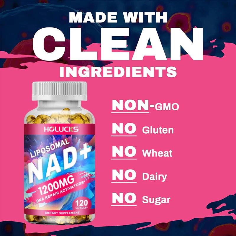 Holucks NAD+ Supplement – Energy, Skin & Hair Support, 120ct NAD+ Supplement Qst