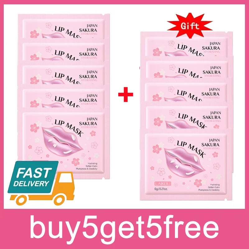 Sakura Hydrating Lip Mask – Exfoliating & Moisturizing K-Beauty Lip Mask Treatment Qst 10 pcs