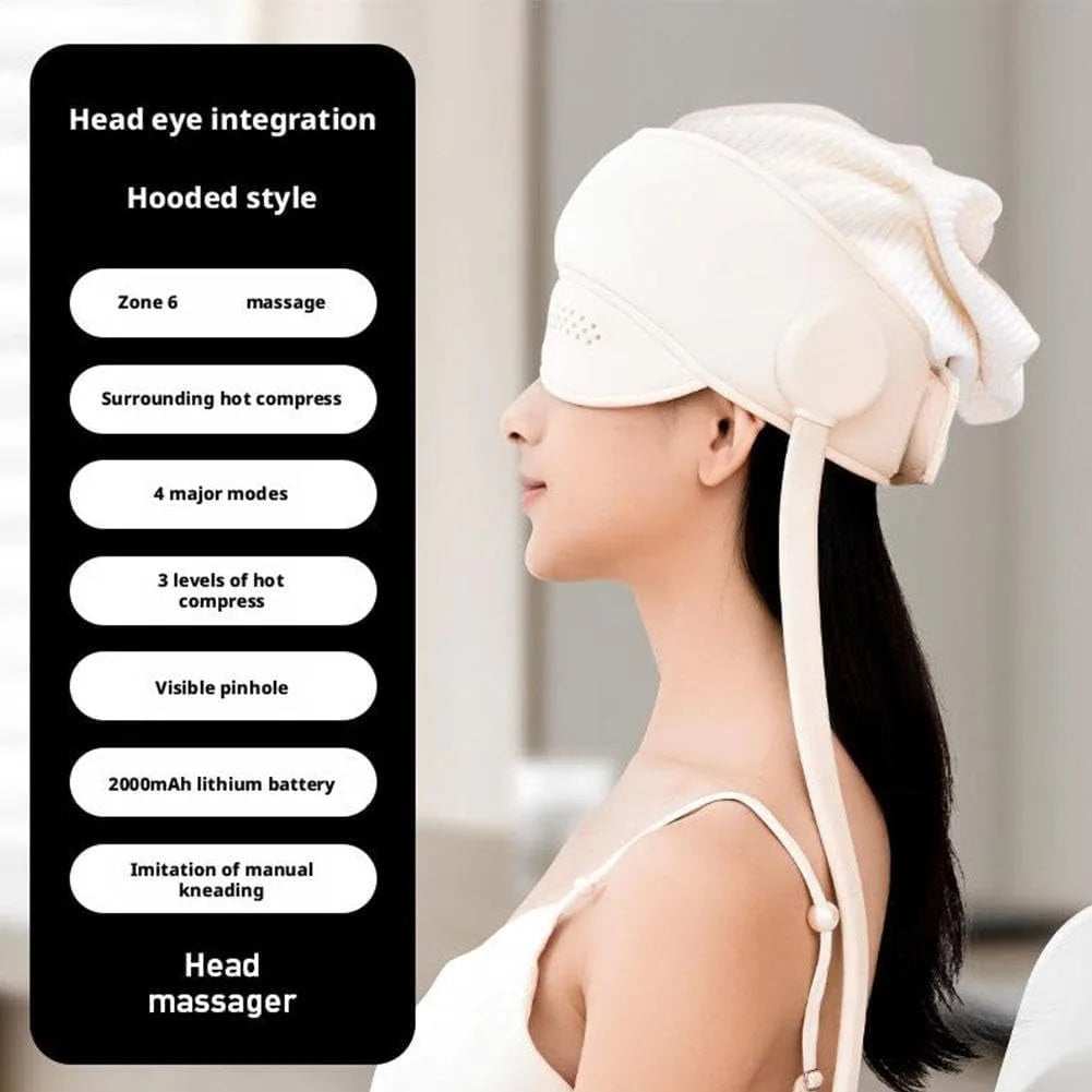 Electric Air Pressure Head & Eye Massager – Graphene Heat Head & Eye Massager Qst white set