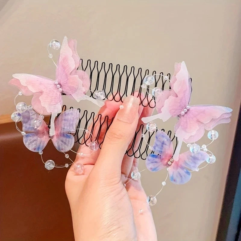 Cute Invisible Butterfly Hair Clip U-Shaped Stretchable Butterfly Hair Clip Qme