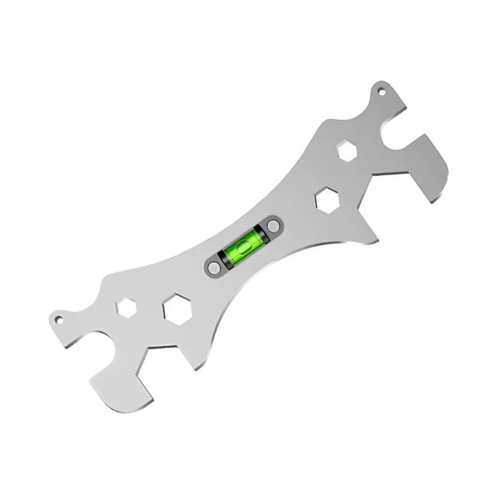 Shower Faucet Wrench with Spirit Level | Stainless Steel Tool Plumbing Wrench Qme Silver