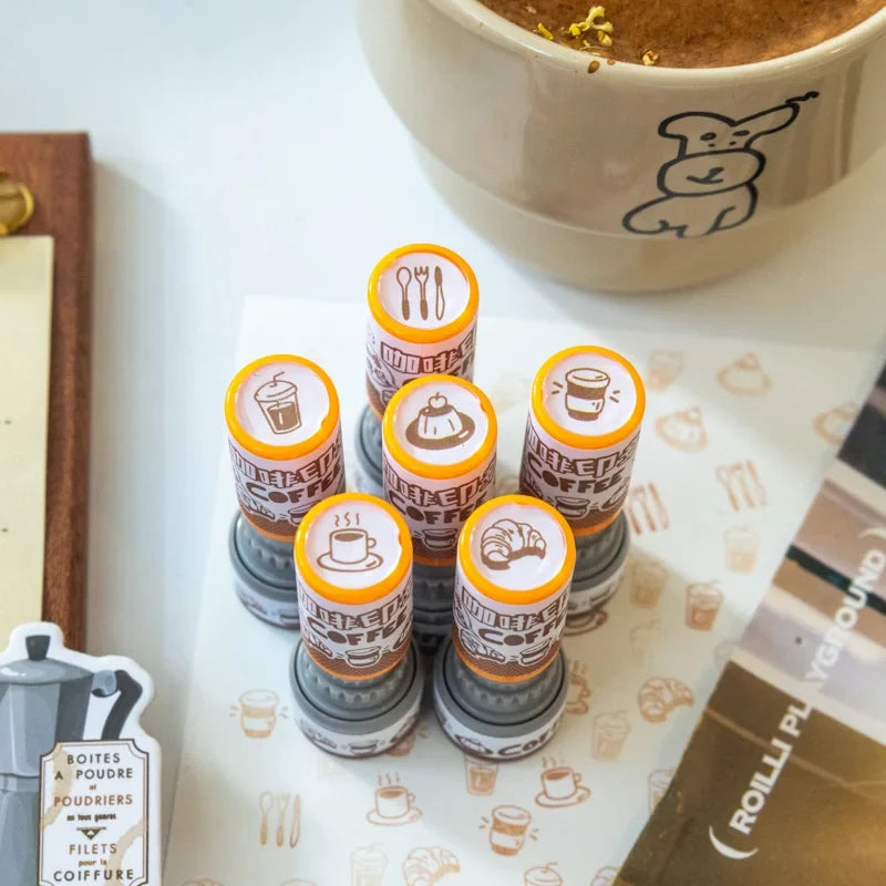Cartoon Coffee Wooden Rubber Stamp – Cute Scrapbooking Seal Decorative Rubber Stamp Qme