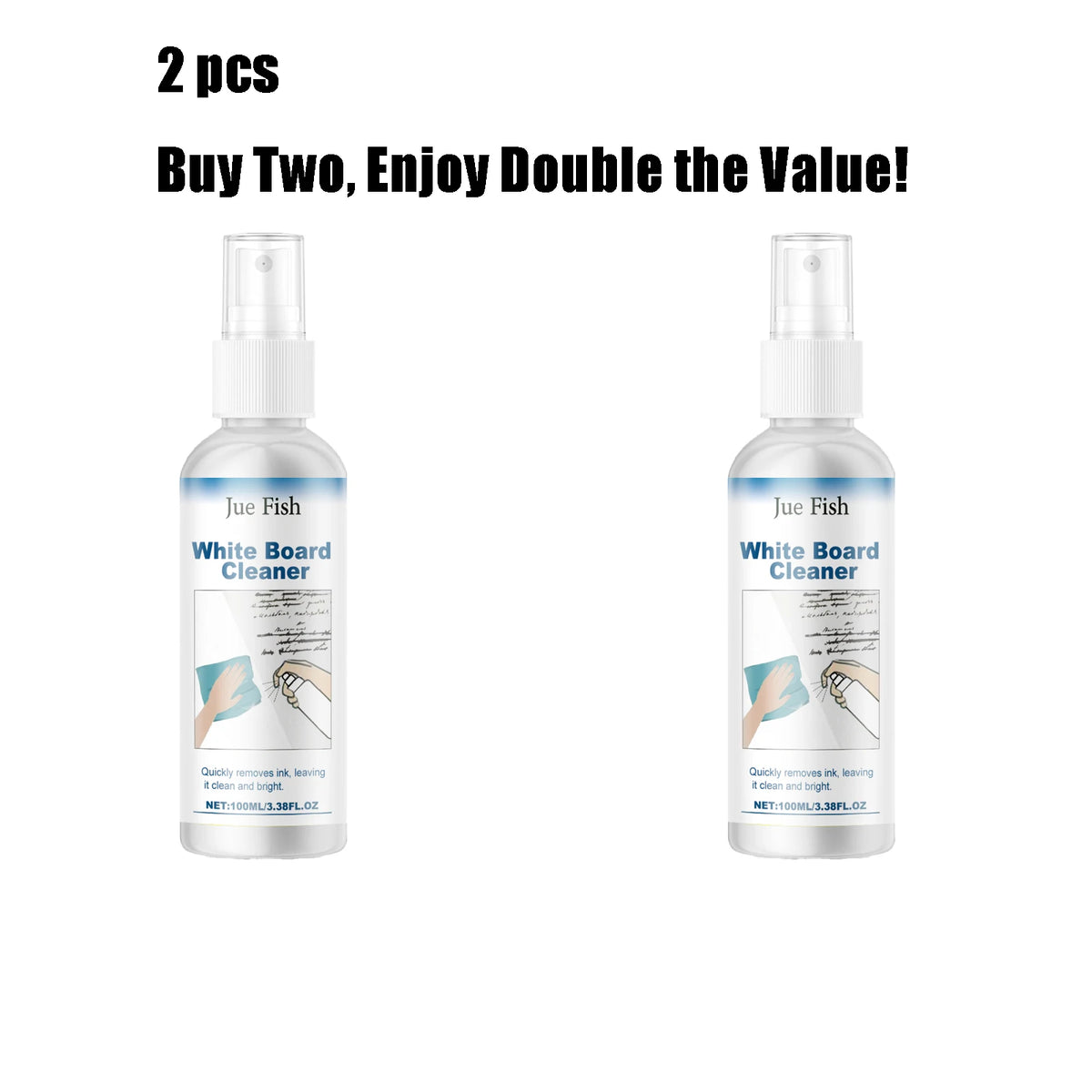 Jue-Fish 100ml Whiteboard Cleaner Spray – No Residue Whiteboard Cleaner Spray Qst 2 pcs
