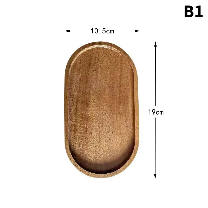 Japanese Beech Wood Oval Tray | Mini Solid Wooden Plate Wooden Serving Tray Qme B1