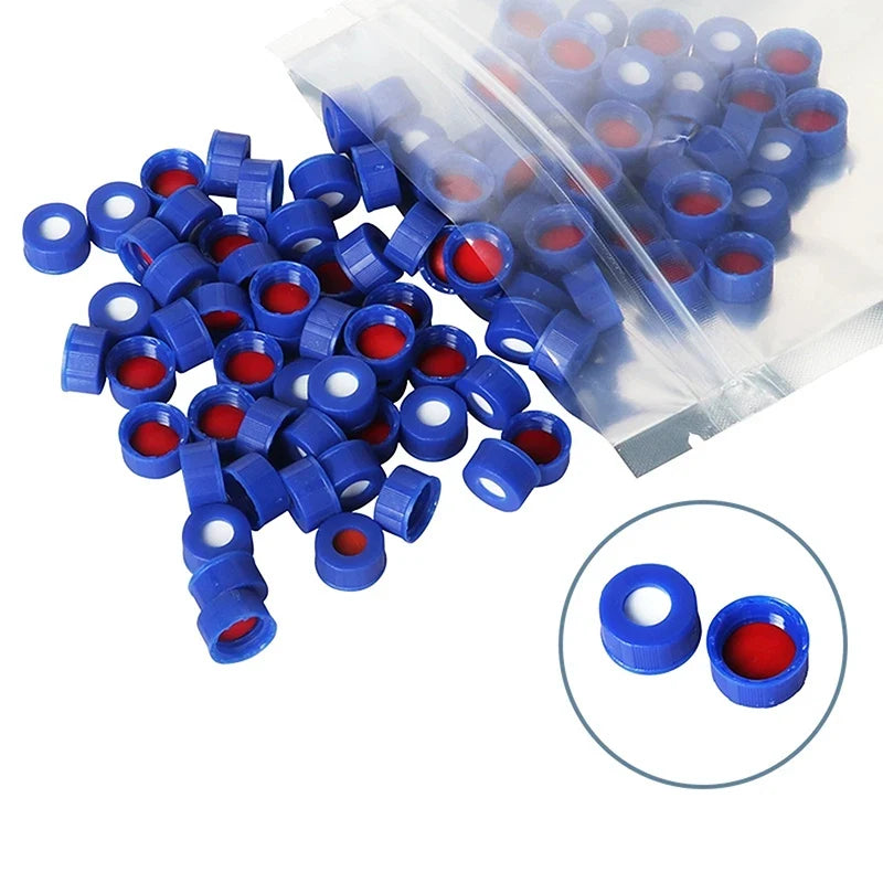 Blue Open-Top Polypropylene Cap & Septa for 2mL Vials Chromatography Vial Cap Qme Headspace cover
