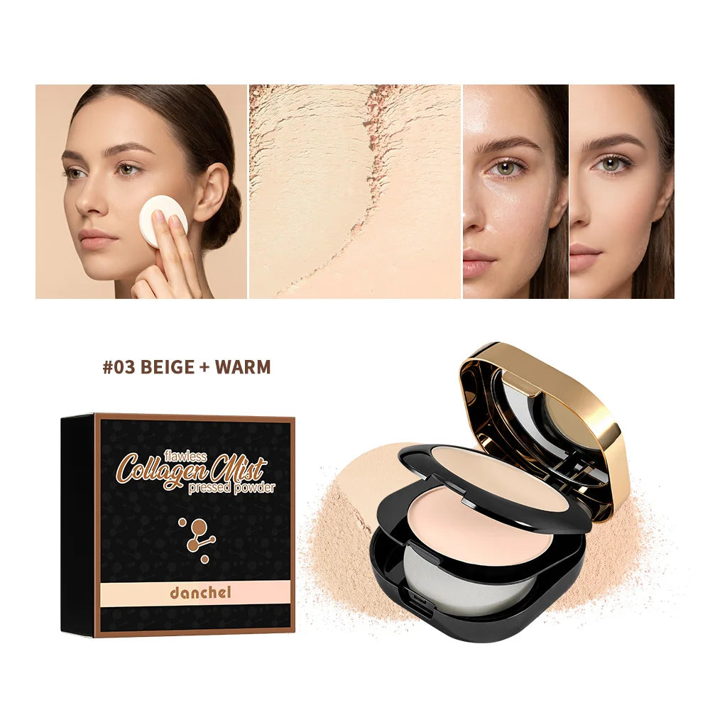 Collagen Dual-Layer Compact Powder – Oil Control Setting Makeup Compact Setting Powder Qst