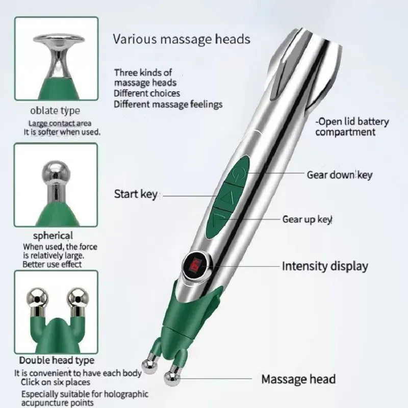 VamsLuna Electric Acupressure Massage Pen – 9 Intensity Levels Electric Massage Pen Qst