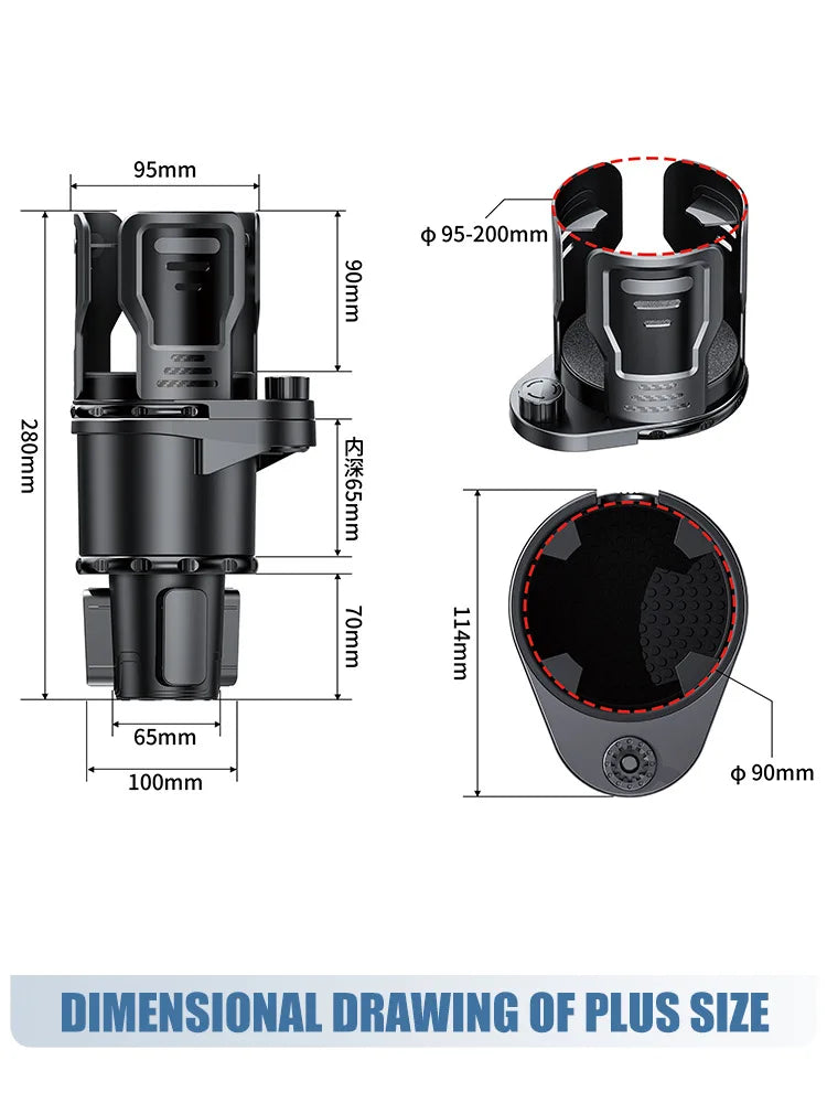 Adjustable Dual-Size Car Water Bottle Holder with Lock Car Cup Holder Qme puls