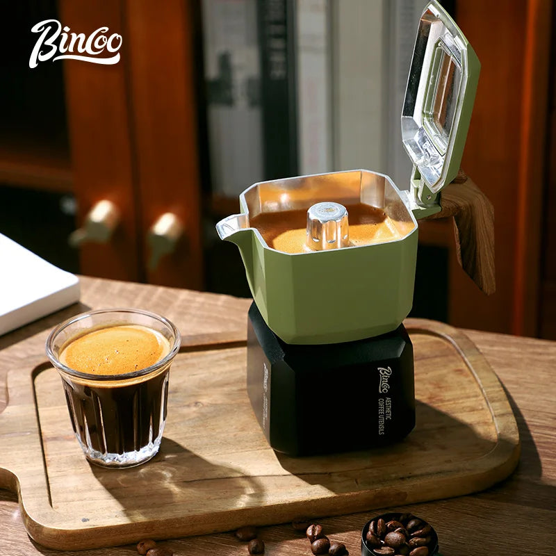 Bincoo Dual Valve Moka Pot Set with Hand Grinder & Filters Moka Pot Coffee Set Qst