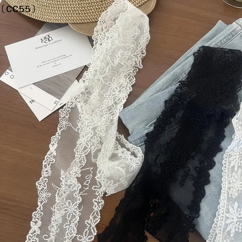 Y2K Floral Lace Waist Belt – Bow Tie Hair Band & Scarf Lace Waist Belt Qst
