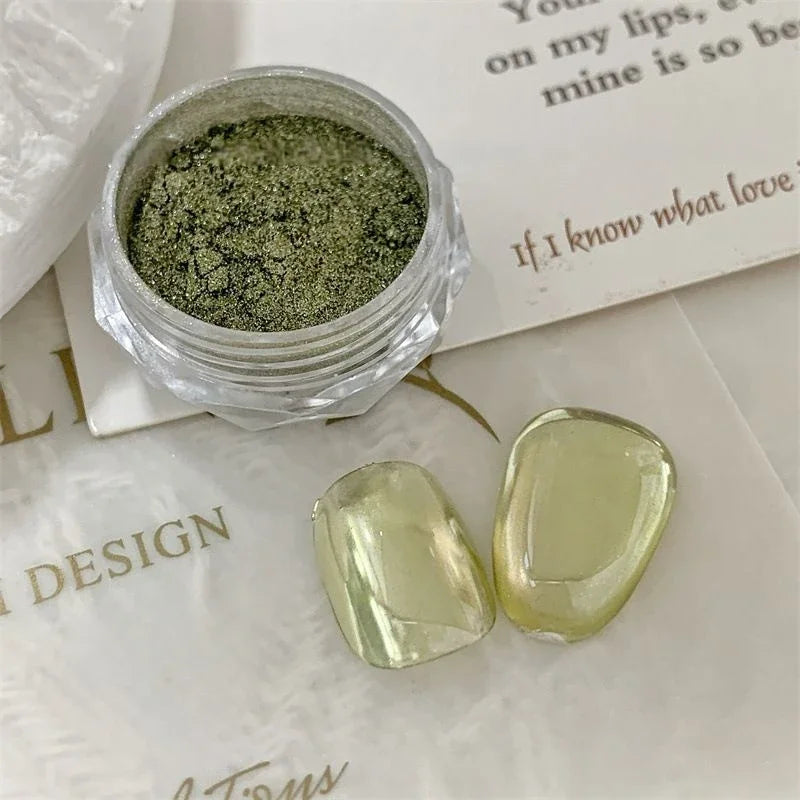 Mirror Effect Chrome Nail Powder – Rich Pigment Sparkling Finish Chrome Nail Powder Qme A3