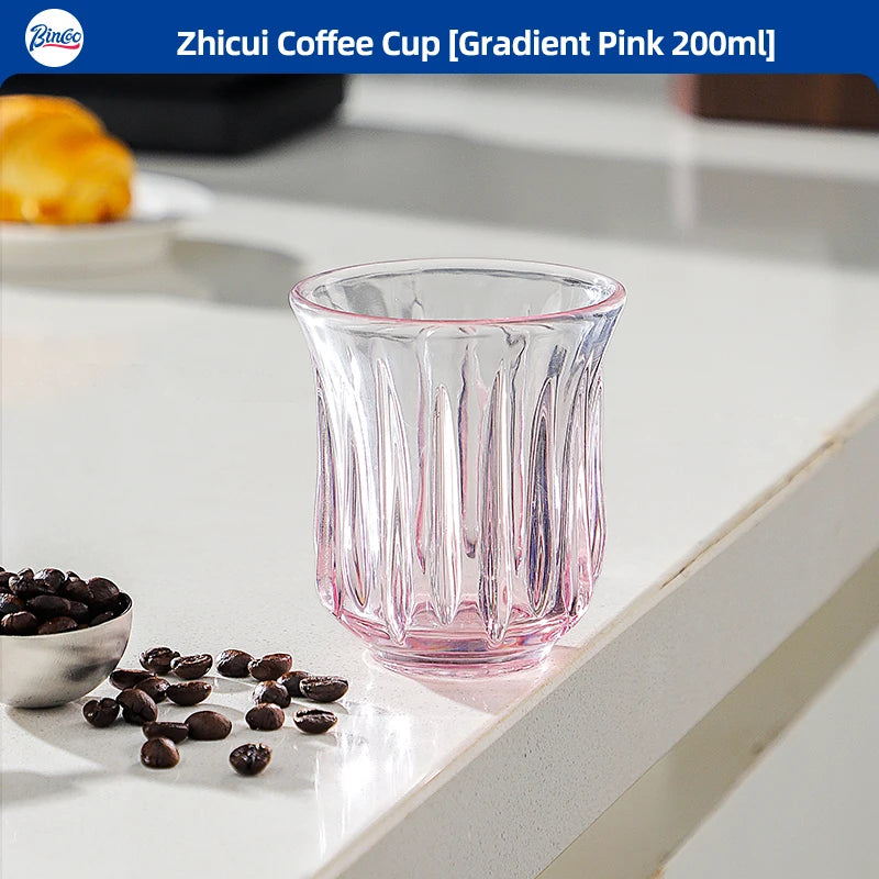 Bincoo Retro Glass Coffee Cup – Espresso Latte 90–400ml Glass Coffee Cup Qst Gradient Pink 200ml