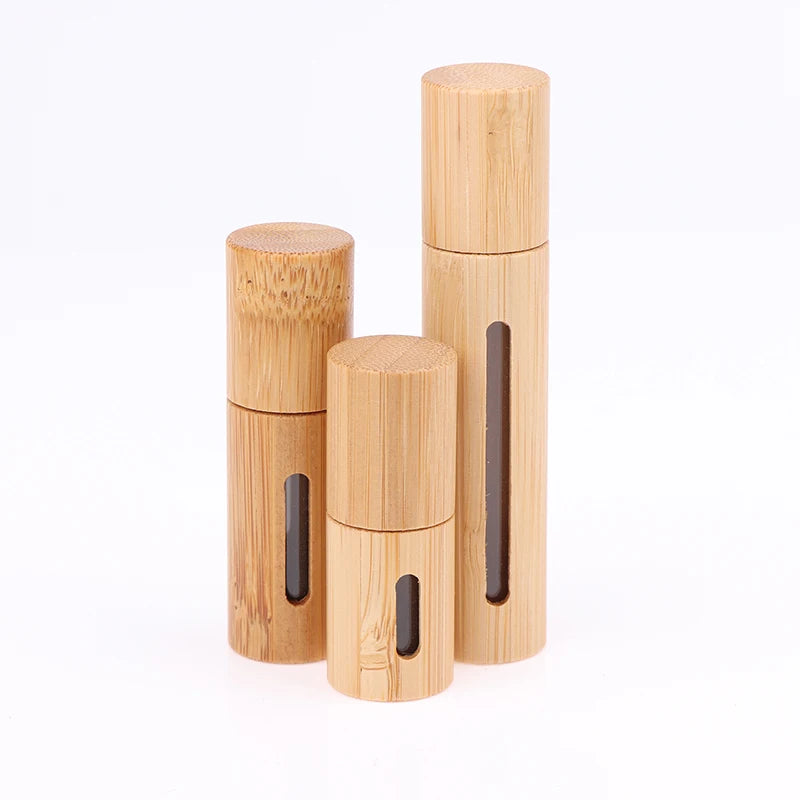 Bamboo Roll-On Bottle 3/5/10ml – Refillable Glass Essential Oil Roller Roller Bottle Qst