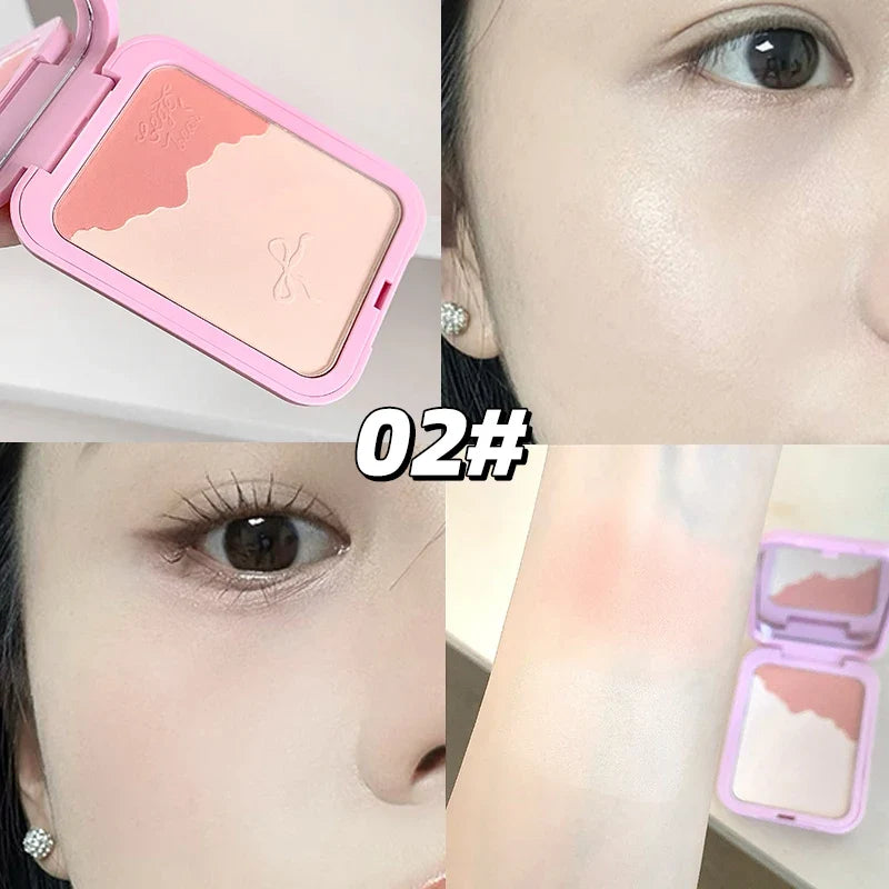Gege Bear 2-in-1 Highlighter & Blush Powder Puff Compact Highlighter Blush Compact Qme GX2056-2