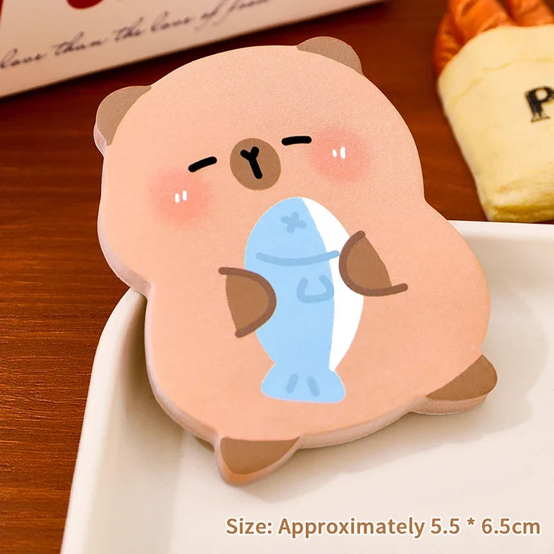 Capybara Sticky Notes – 60 Sheets Cute Reusable Memo Pads Sticky Notes Qme