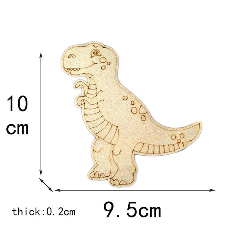 Blank Wooden Dinosaur Coloring Toys for Kids – 5pcs Craft Set Kids Craft Toy Set Qme