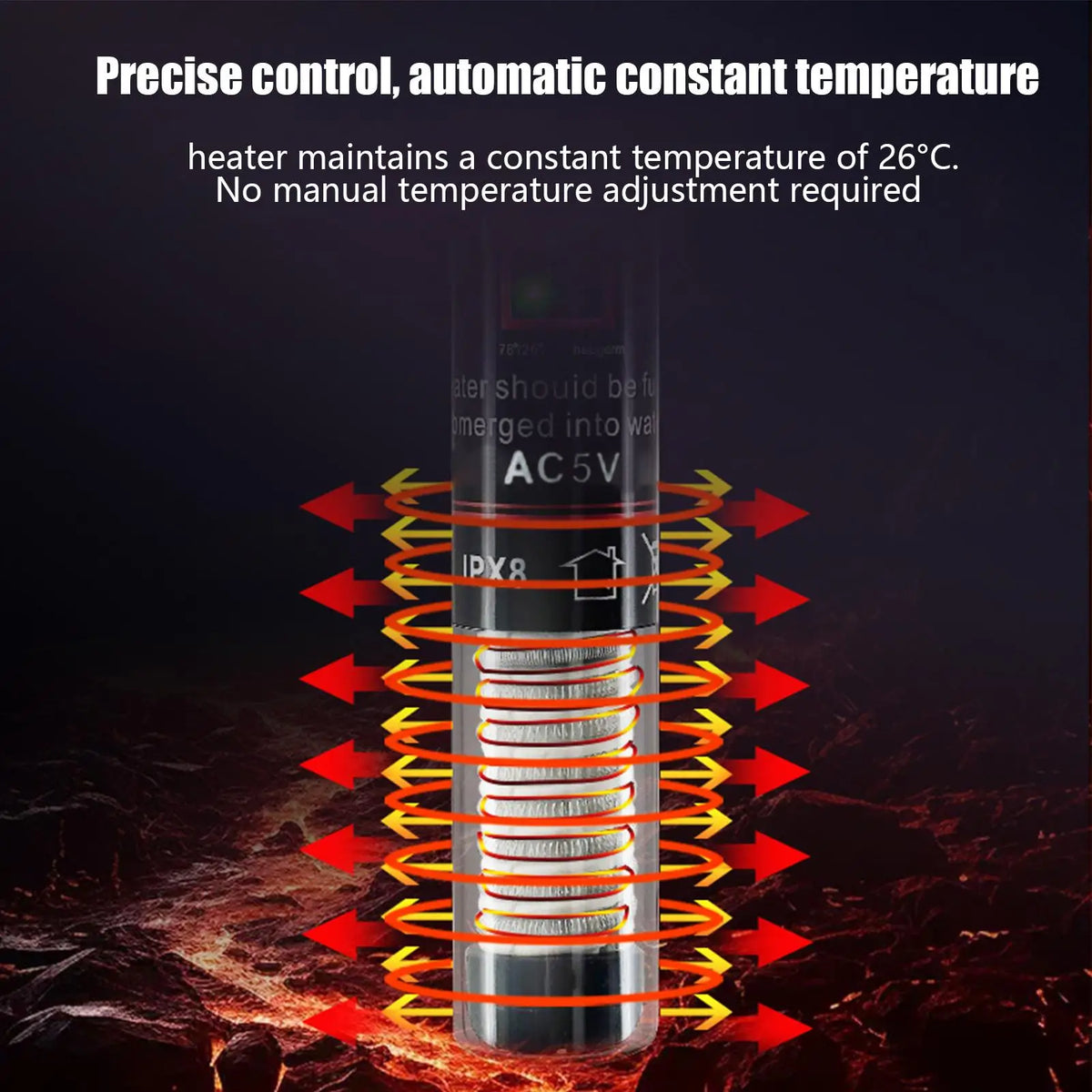 USB Fish Tank Heater – Precision Temp Control, 10W Submersible Aquarium Heater Qme