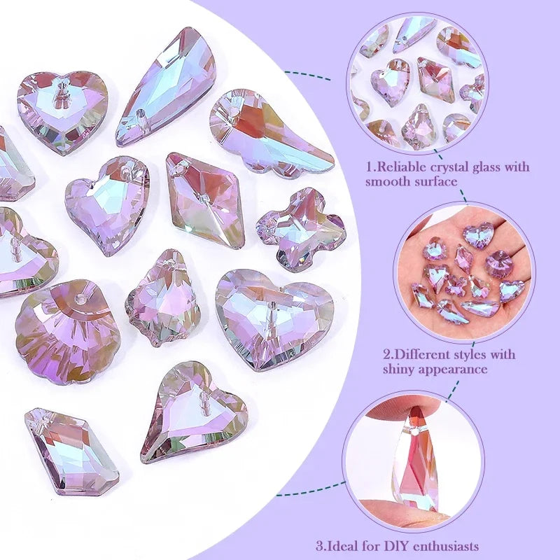 Crystal Rhinestone Pendants – Multi-Shape Jewelry Making Charms Crystal Jewelry Charms Qme