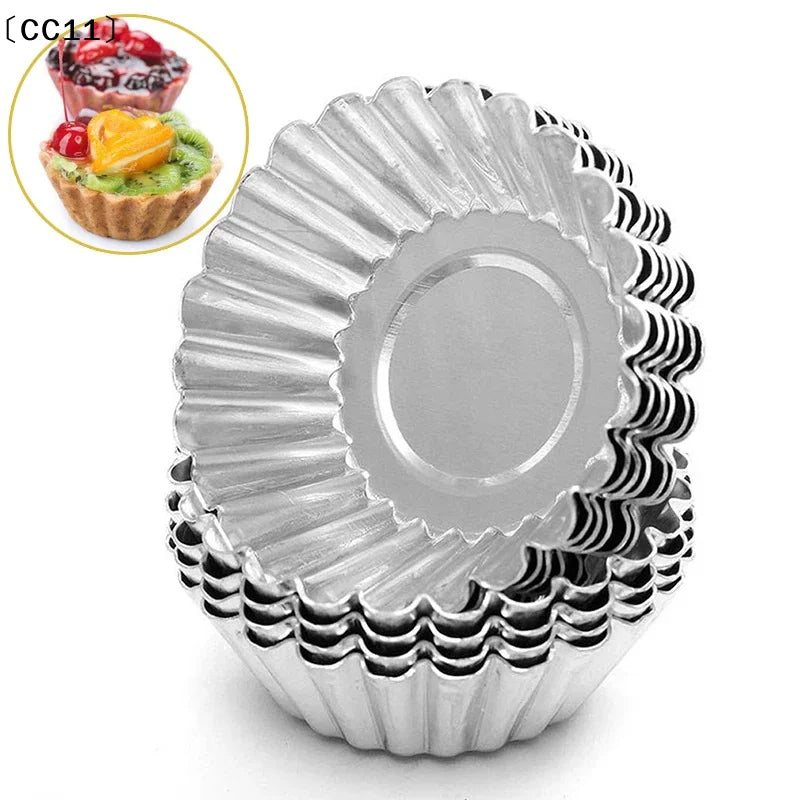 Non-Stick Aluminum Egg Tart Mold Flower Shape | Reusable Baking Mold Qme