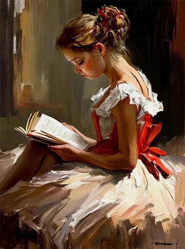 Woman Reading Retro Canvas Print – Lady Portrait Wall Art Décor Canvas Wall Art Qst 3 50x70cm Unframed