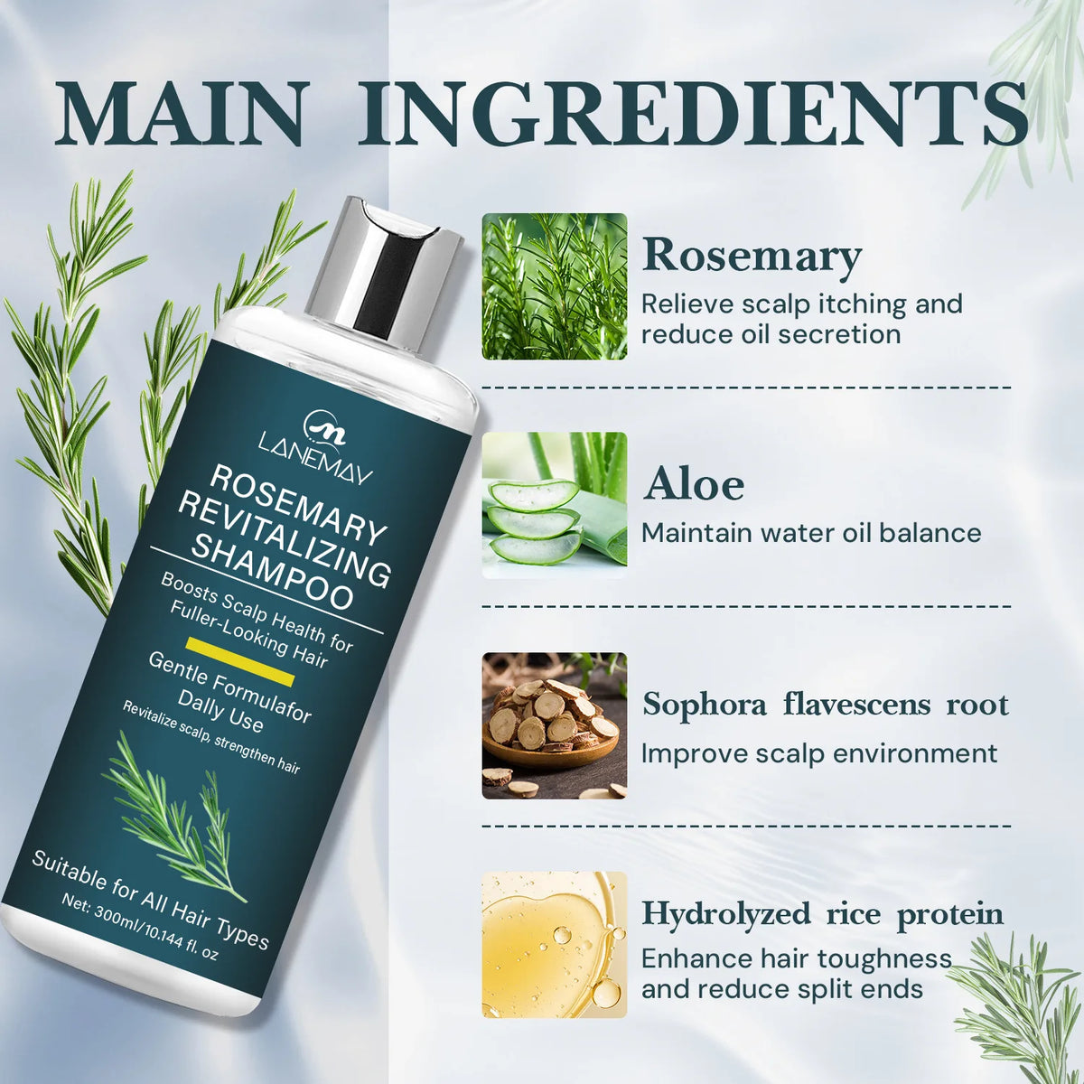 Rosemary Nourishing Perfume Shampoo 300ml – All Hair Types Rosemary Shampoo Qst